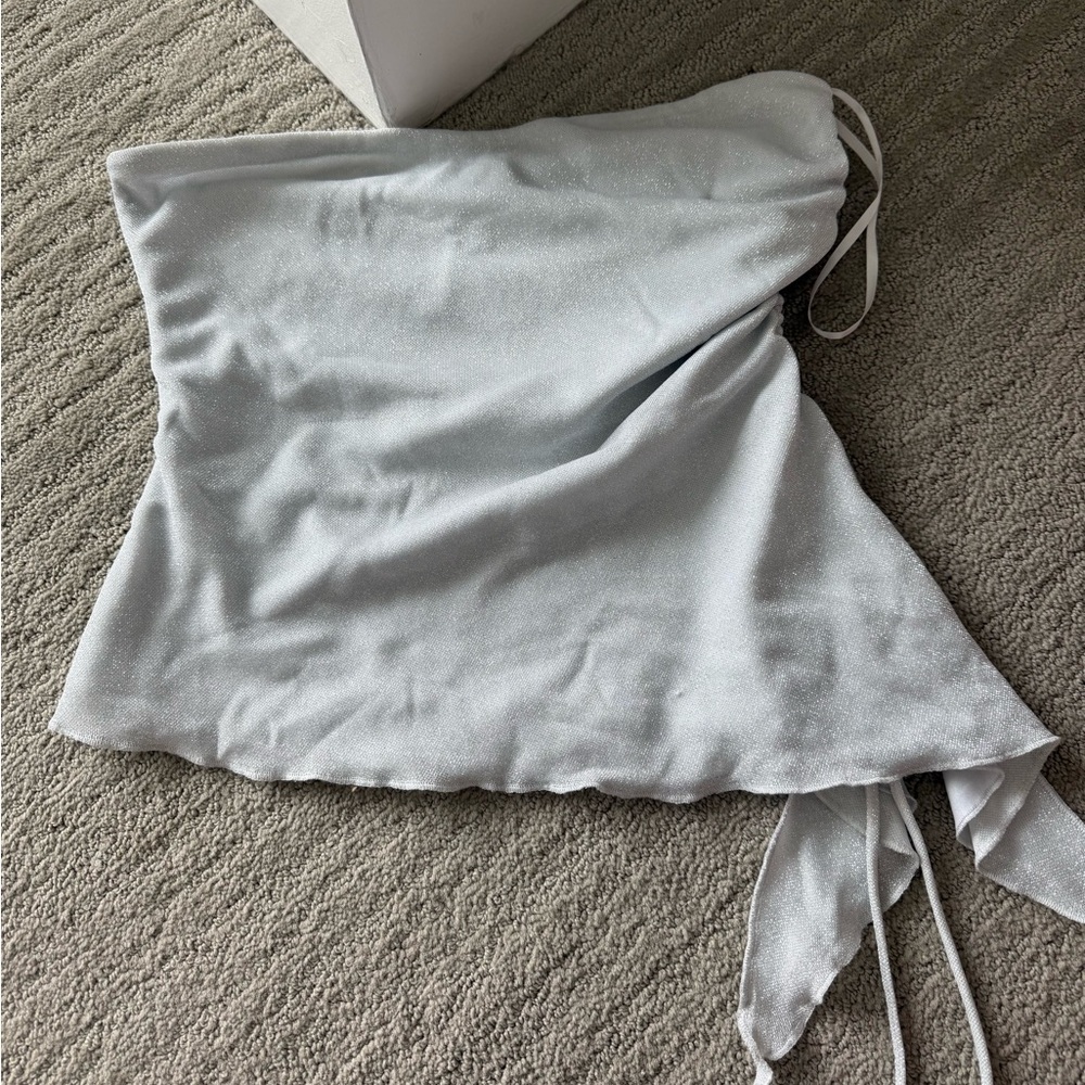 Princess Polly Zachariah Strapless Silver Shirt 6